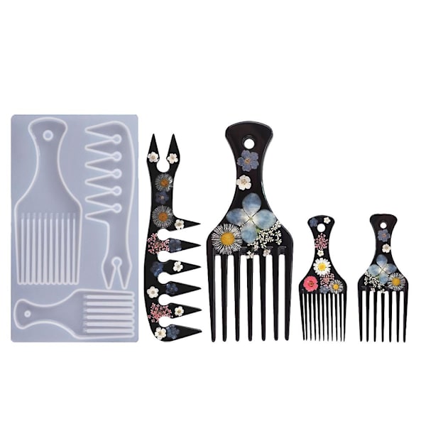 1 st Barber Comb Mold Resin Comb Die Set Comb Resin Craft Mold (21.4X12cm, Vit)
