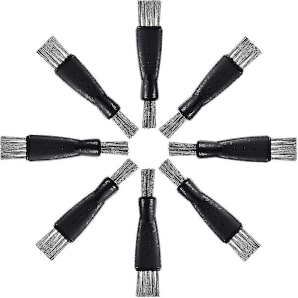 Barberhøvelbørste barberhøvel rengjøringsbørste elektrisk dobbeltsidig trimmer barberhøvel rengjøringssett nylon bust PP håndtak (10 stk, svart)