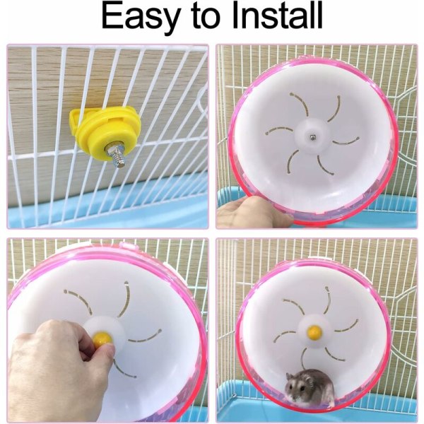 Träningshjul för hamster, 18 cm tyst löpningsövningsleksak hamsterburtillbehör för dvärghamster guld silke shih tzu björn (18 cm rosa)