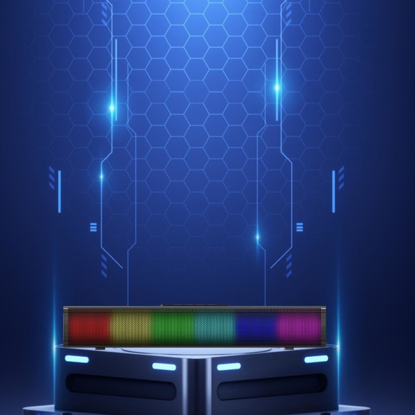 Lång ljudförstärkare, LED-pickupljus, subwoofer, datorbord, Bluetooth-högtalare, lång batteritid (svart)