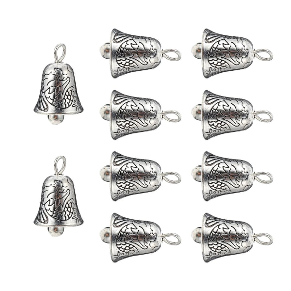 20-delat gör-det-själv-hänge tillbehör legering julklockor hänge dekoration (1,5X0,9 cm, silver)