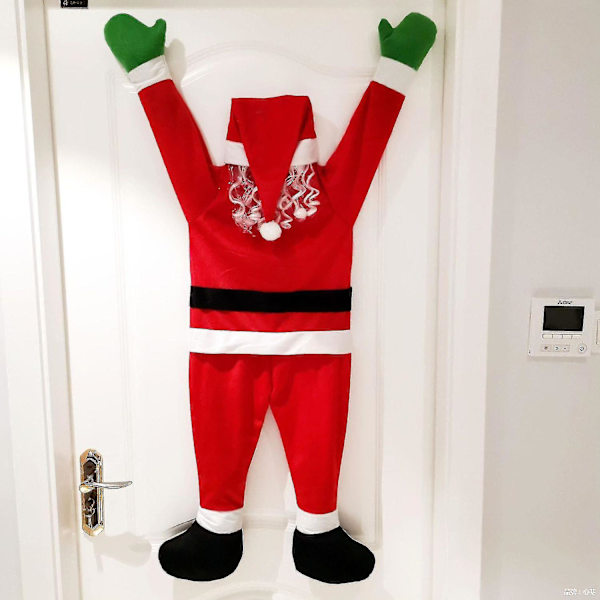 Sammetsklädd tomte klättrande väggdekoration klädhängande present semestergåva (1 st röd)