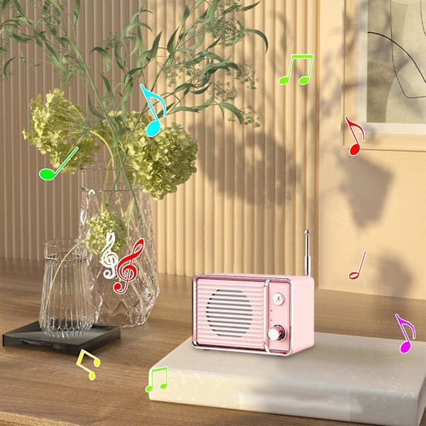 DW01 Trådlös Bluetooth Audio Utomhus Bärbar Kreativ Retro Stil Emotionell Present TV Trådlös Bluetooth Högtalare 20240155（Rosa）