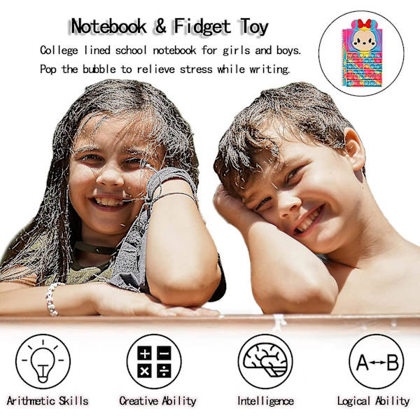 Pop Bubble Fidget Notebook, Popper Notebook För Flickor Pojkar, Stressavlastande Fidget Notes Arbetsbok För Barn Skola Hemma Högskola Kontor(tie-dye)