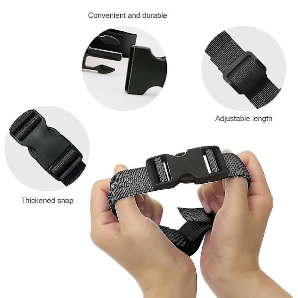 2-pack nylon ryggsäcks bröstrem, justerbar ryggsäcksrem med snabbspänne halkfri bälte för jogging vandring, svart