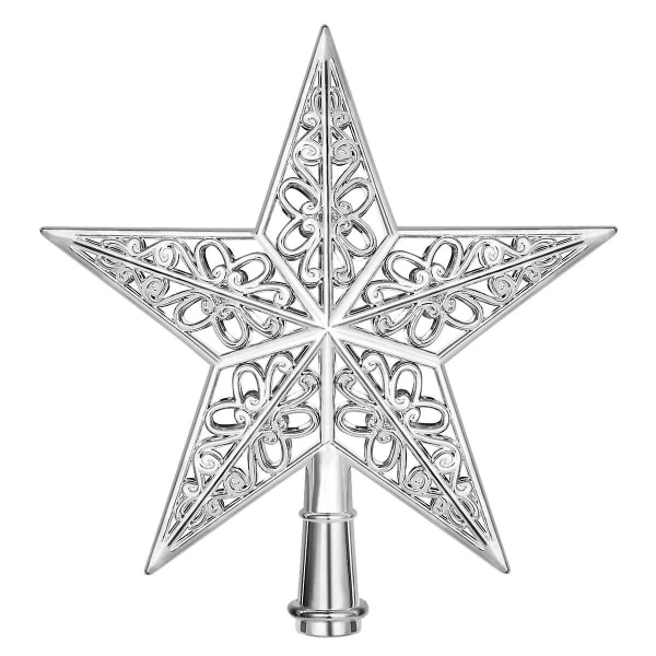 Tinksky Hollow Juletræ Mousserende Stjerner Mousserende Hængende Juletræ Ornament Home Decoration (sølv) (Størrelse 2, Sølv)