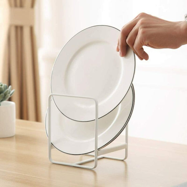 Diskställ Organizer, 1 st 1214cm tallrikshållare Vertikal metall diskförvaringsorganisatör Döende ställ för köksbänk Skåp Camper (Vit)