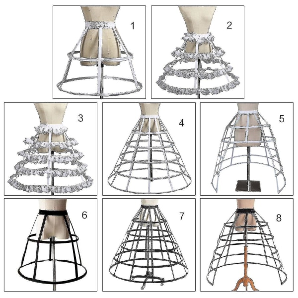 Krinoline Underskørt Petticoat Bur 2/3/4/5 Bøjler Til Kvinder Piger Hoop Skirt（8）