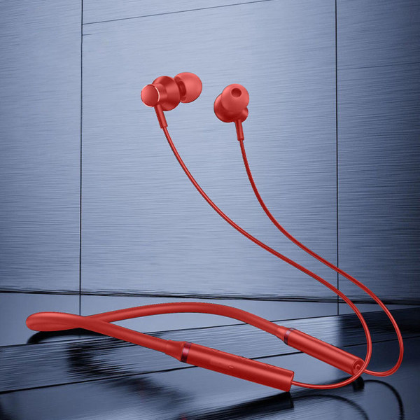 Bluetooth Sporthörlurar Hög ljudkvalitet In-Ear Gaming Gaming 5.0 Öronproppar med hängande hals Röd（Röd）