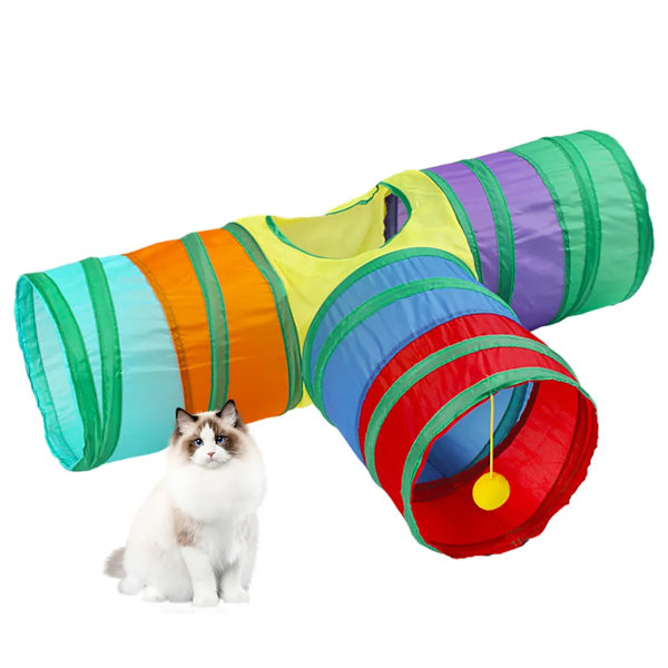 Kattunnel leksak för katt, katt- och hundleksak, speltunnel, husdjurstunnel, rör för kattungar, regnbåge