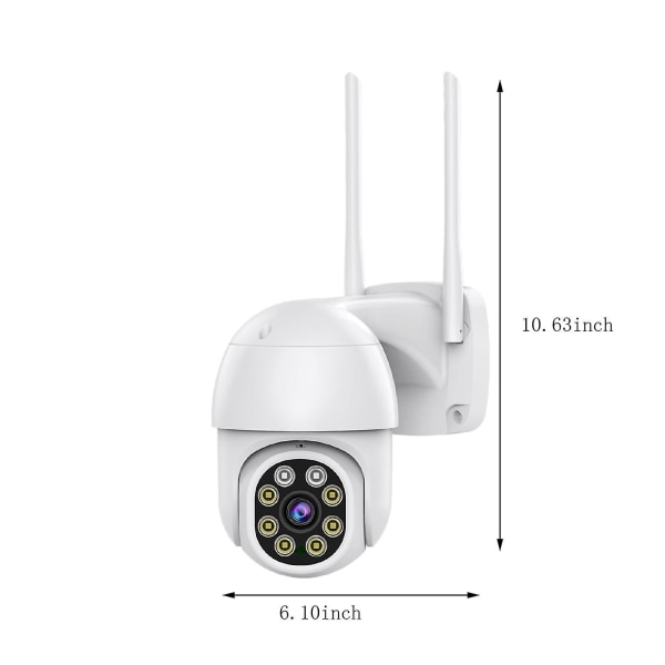 Trådlös övervakningskamera Hemma HD 3MP 2,4GHz Wifi-skärm Fullfärg Night Vision Kamera Nätverksstöd（Vit）