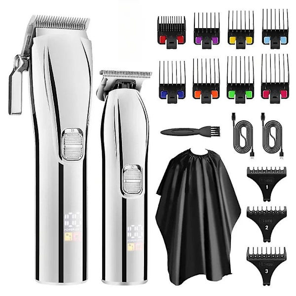 Professionell LCD-hårtrimmer för män (Silver)
