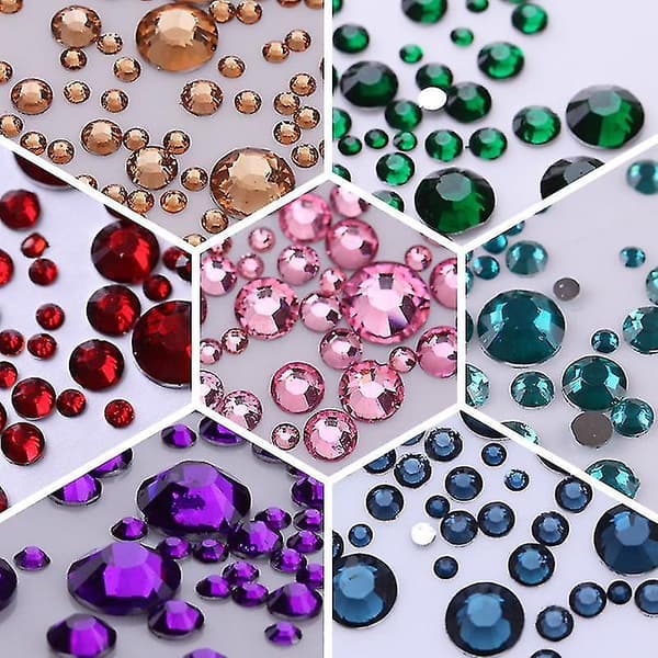 ND01 3d Nail Art Rhinestone Mix Storlekar Ab Färger Flat Bottom Chameleon Nail Studs