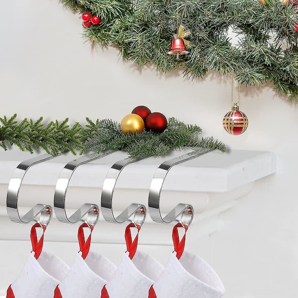 2 st julstrumpehängare klämma krok metallkrok multifunktionell krok för mantel juldekoration