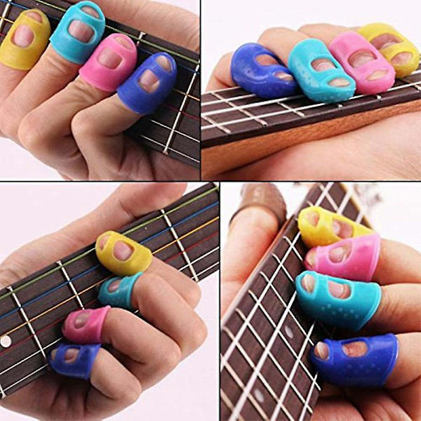 Gitarrfingertoppsskydd Silikonfingerskydd Slumpmässig färg, 15 st