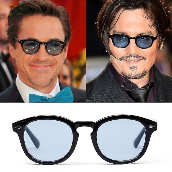 Klassiske Johnny Depp Runde solbriller Kvinner Retro Rice Nail Små ovale solbriller Herre Tony Blue Solbriller Ocean Lens Uv400 Cc（E352 gul）