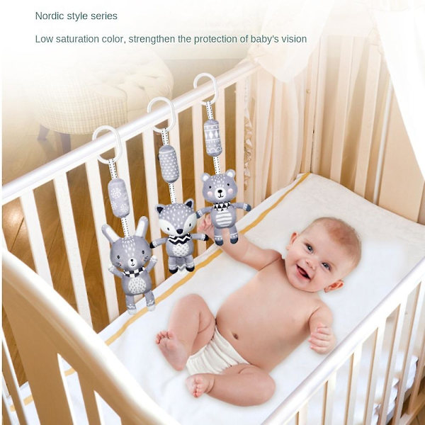 Hängande skallerleksak, 3 månader & 12 månader Baby Newborn Toys, Baby Newborn Fyllda djur Skaller, Rocker Mjuka plyschhänder, Julgåva (Teddy Bear)