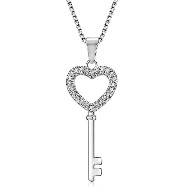 1 Pcs Silver Plated Key Love Metal Pendant Open Heart Love Key Sweet Lady Alloy