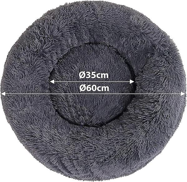 (60cm Mørkegrå) Rund Kurv Hundematte Kattekurv Donuts