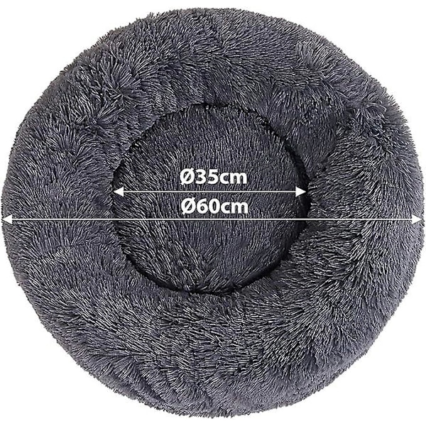 (60cm Tummanharmaa) Pyöreä Korikoiran Matto Kissan Korin Donitsit