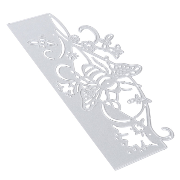 1 stämpel med bi-design, vacker dekorativ stansform, stansform för prägling (14 x 6,8 cm, silver)