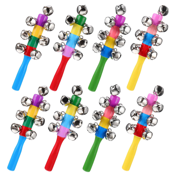 8 Pakke med morsomme Baby Hand Rattle Leker Baby Rattle Toys Pedagogiske leker (tilfeldige farger) (15X4X4 cm, som vist på bildet)