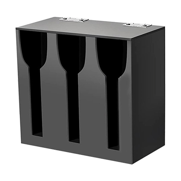 Akryl bestickhållare bestickarrangör med 3 fack svart bestickhållare plast platt