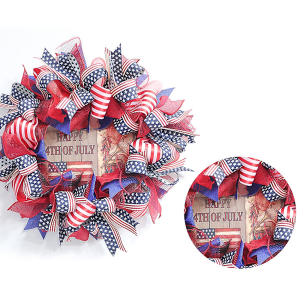 4:e juli självständighetsdag krans dekorationer, patriotiska amerikanska krans för ytterdörr veranda vägg fönster dekor