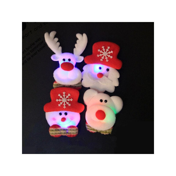 4 st/förpackning Söta Jultomten Jul LED Blinkande Märke Brosch Pin Jul Dekorationer Present Jultomten Pops
