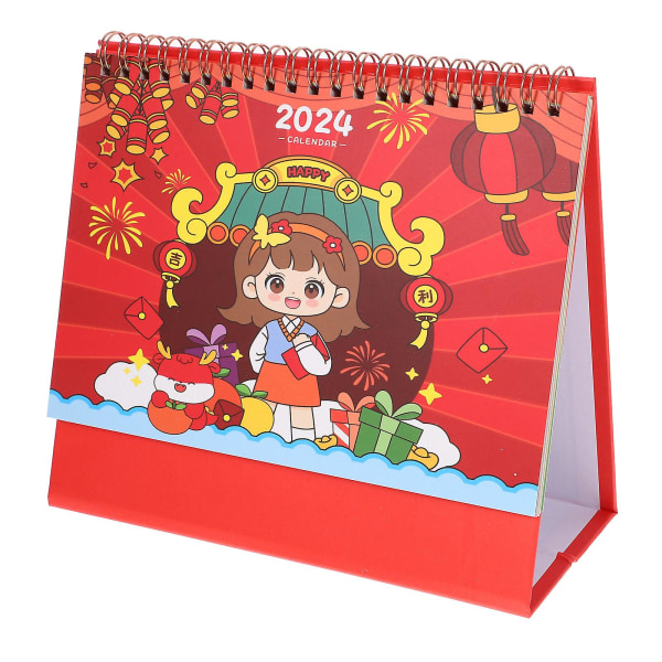 Cartoon Print -pöytäkalenteri 2024 kuukausittainen pöytäkalenteri (19.00X16.50X8.00CM, kuten kuvassa)