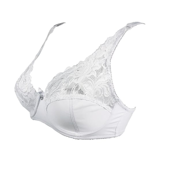 Supertunn bh för kvinnor, sexig transparent spetsunderkläder, bh i stor storlek c d-kupa, bralette för vardagsbruk, underkläder (100d, vit)