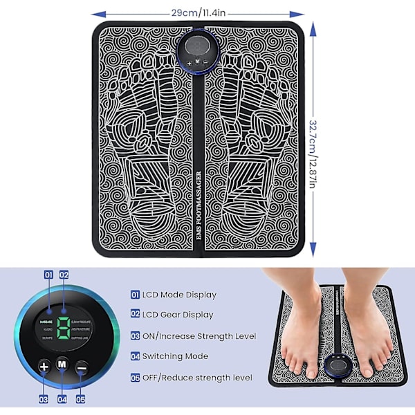 EMS Fotmassage, Elektrisk Fotmassageapparat, EMS Benomformande Fotmassage, Elektrisk Massageapparat, Främjar Blodcirkulationen och Lindrar Muskelvärk