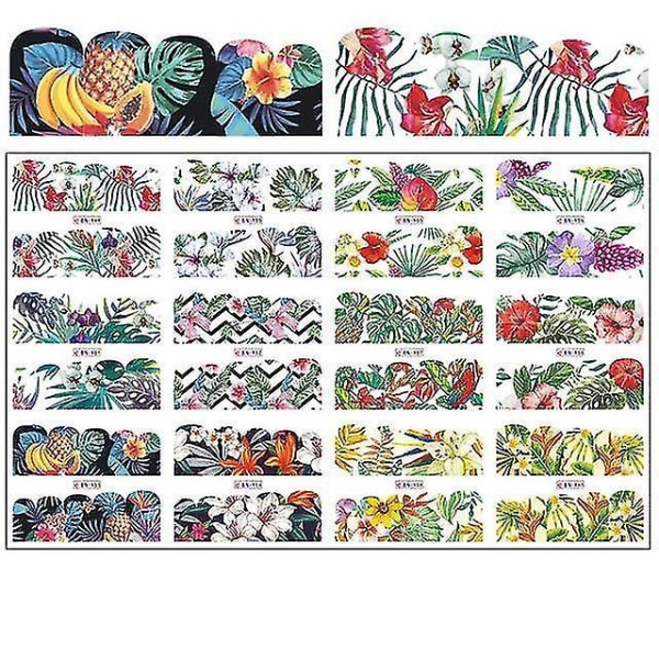 BN949 960 blandede blomstergeometriske vandoverførsels-nail Art-dekaler og klistermærker