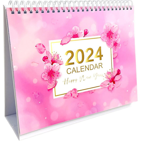 Helårskalender liten skrivebordskalender vertikal kalender for opptak av hendelser (23X20CM, rosa)