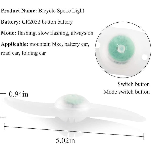 4 X Led sykkelhjul lys, vanntett Led sykkelhjul lys med 3 blinkende moduser Led sykkelhjul lampe kompatibel voksen og barn sykkel - Rød（Grønn）