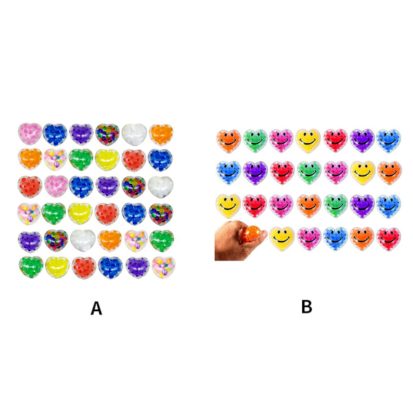 24 stk. Valentinsdagsgaver til børn Hjerte Stressbolde Squishy Squeeze Legetøj