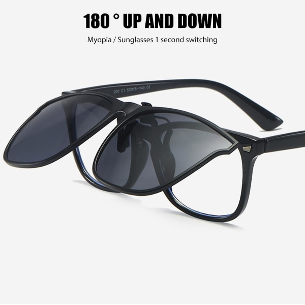 Polariserede Clip-on Flip Up Solbriller Uv400 Linser Reversible Polarised Clip（Mørkegrøn）