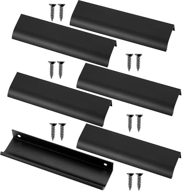 6-pack möbelhandtag för lådor - (128 mm, svart)