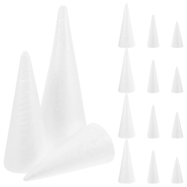15-delt skumkegle model DIY juletræsfremstillingsmodel DIY skumkegle håndlavede forsyninger (15.00X6.50X6.50CM, hvid)