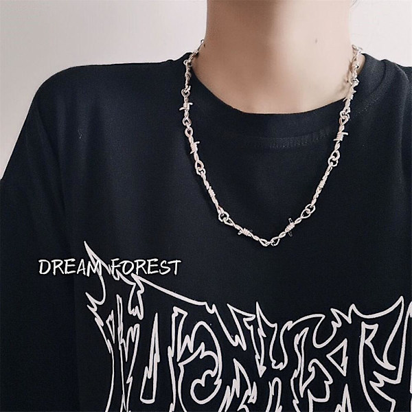 2 st/set hiphop herr och dam smyckesset järntornar hiphop gotisk punk järntråd krage herr och dam halsband armband