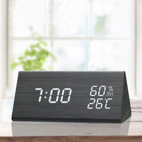 Digital väckarklocka, stor displaytid temperatur, svart