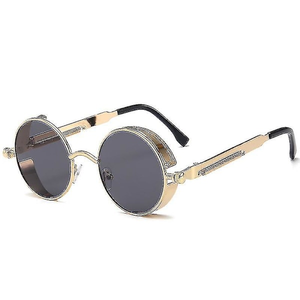 Aikuisten Steampunk Cyberpunk Pyöreät Aurinkolasit Vintage Retro Ympyrälasit _cc（Kulta）