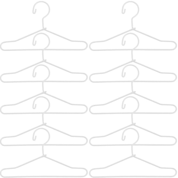 10-pakkaus metalliset minivälineet vaatteiden ripustamiseen, minikoti vaatteiden tuki nukkevaateripustin (6,5X3,5cm, valkoinen)