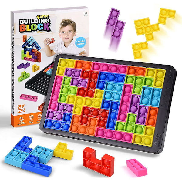 Pussel Pop Push It Bubble Fidget Sensorisk Leksak, 27 st Silikonspussel, Fidget Pussel Leksaker, Sensoriska Fidget Leksaker För Ångest & Stressavlastning För Barn