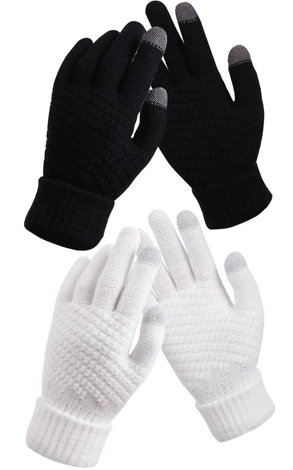 2 par dam vinter touch screen handskar termisk fleecefodrade stickade handskar elastisk manschett vinterhandskar
