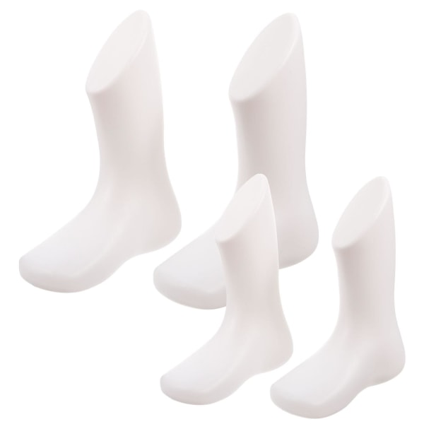 4 Pakkaus baby jalkanukkeja esittelyjalkamallia toddler kenkänukkekaupan tarvikkeita (17X14 cm, valkoinen)