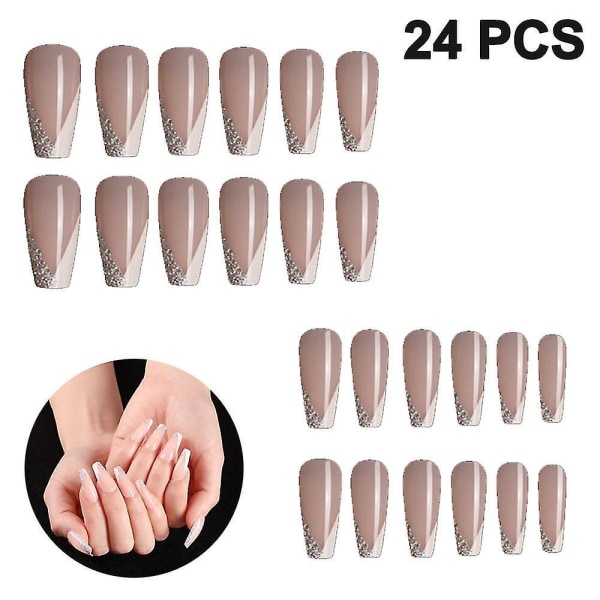 Stil 1 konstgjorda naglar ren färg glänsande falska naglar cover Nail Art Kit och tillbehör