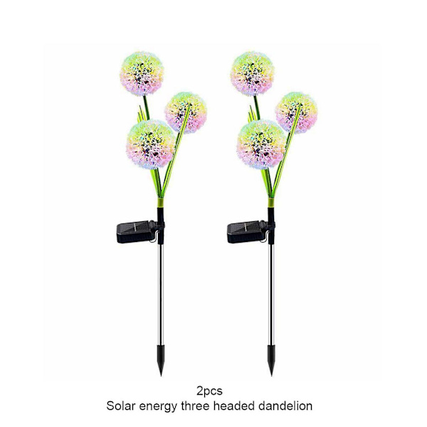 2 st Dandelion Solcellsmarkbelysning Vattentät Levande Simuleringsblomma För Trädgård Gräsplan Dekoration