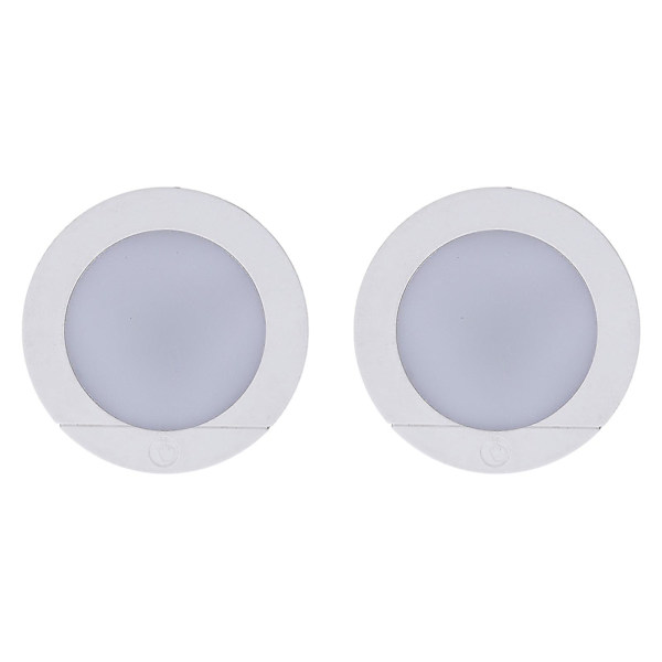 2 kpl Led-kiekkovalo paristokäyttöinen 20lm kosketusnapsauta seinälle kiinnitettävä kaapin alle pyöreä keittiön valaistukseen
