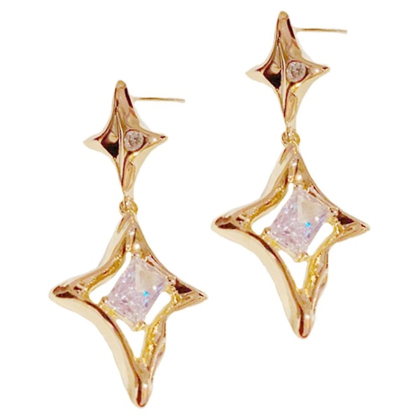 1 par stjerne øreringe dekorative øreringe metal øreringe dame øreringe nitter (3.20X1.50X1.20CM, guld)